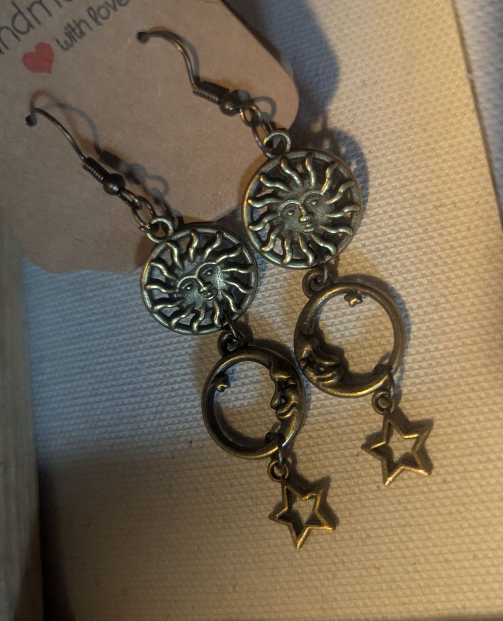 Sun, moon, star earrings 