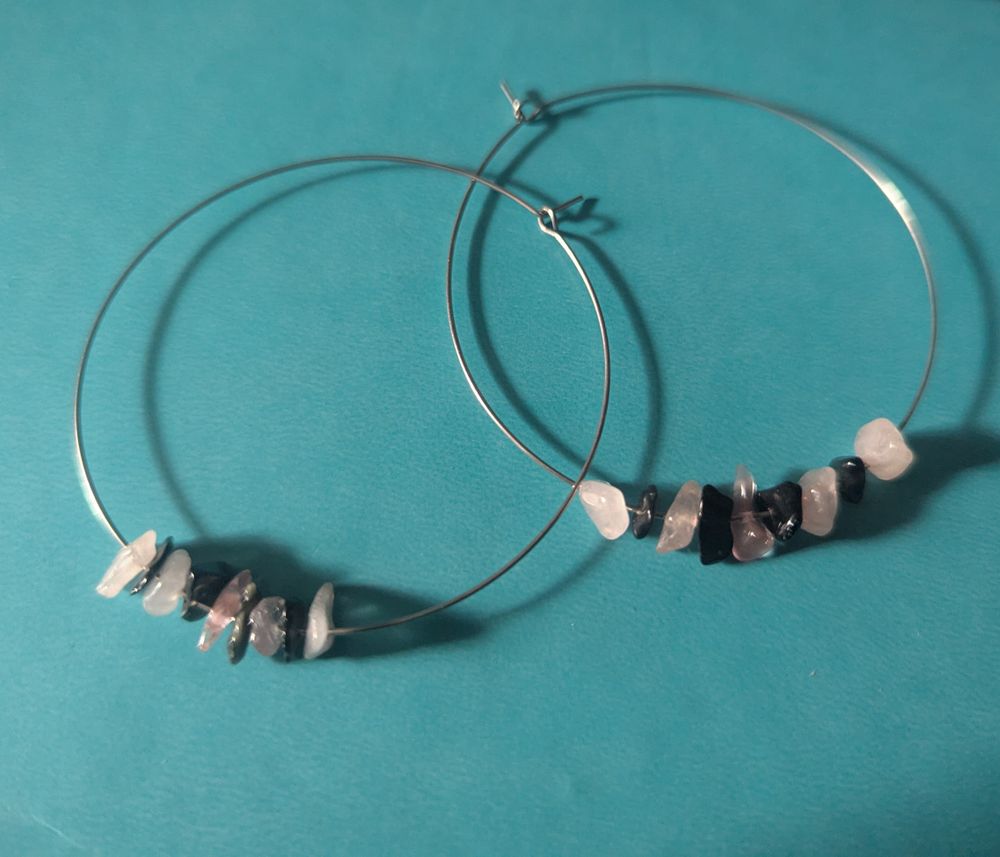 Rose quartz hoops